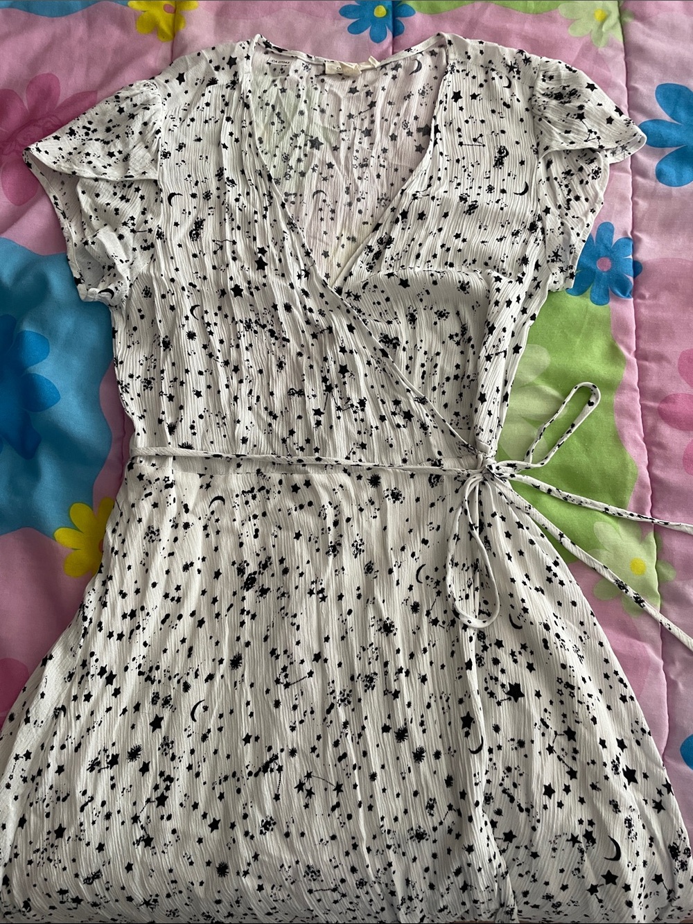 Celestial Printed Midi Wrap Dress